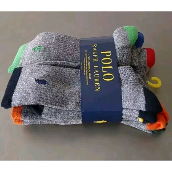 Ralph Lauren Mens Technical Support Cushioned Crew Socks Multicolored Sz 10-13 - Picture 6 of 7